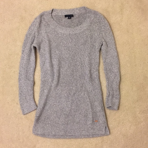Tommy Hilfiger Gray Knit Crew Sweater 3/4 sleeve - Picture 1 of 5